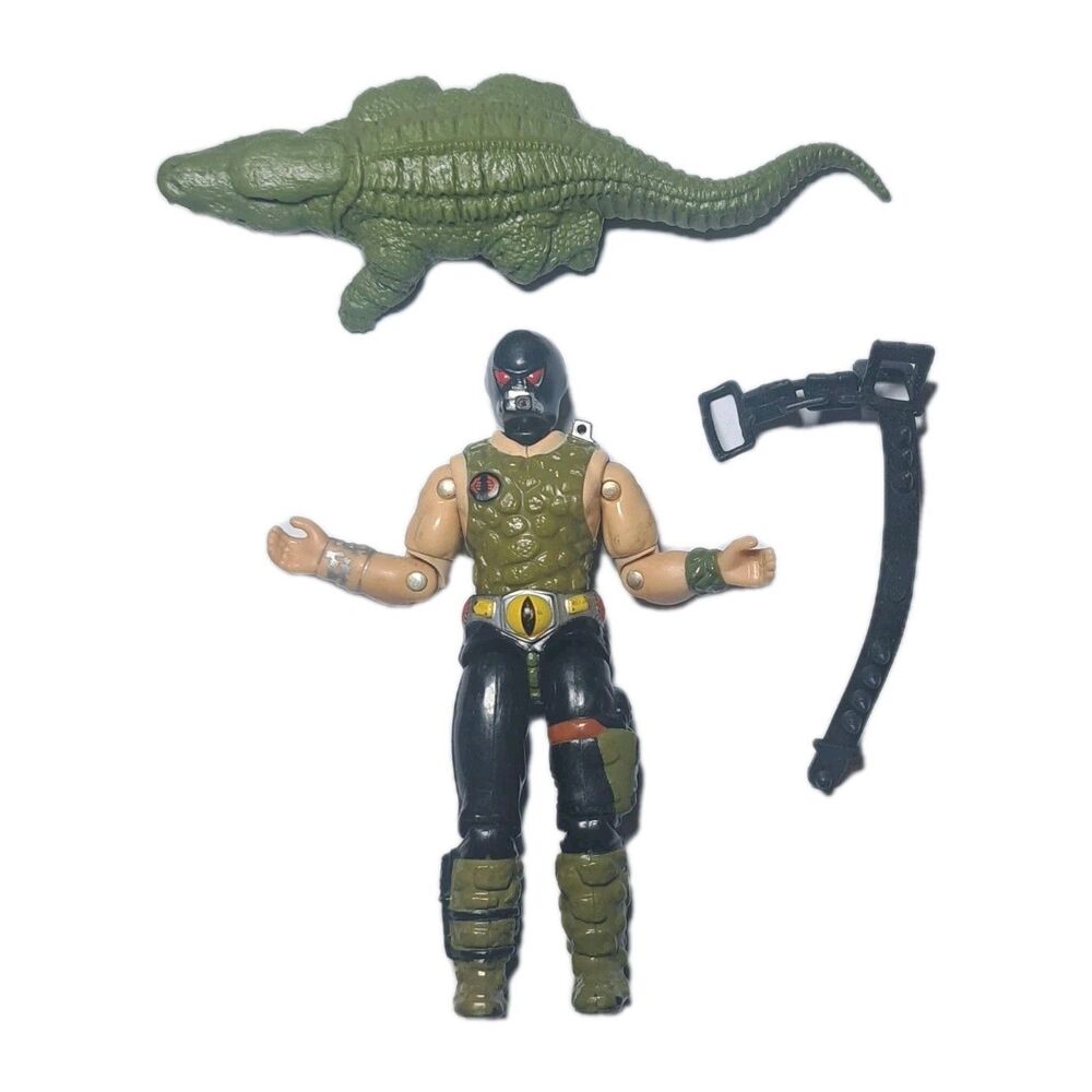 1987 GI Joe Croc Master v1 w Crocodile & Leash ARAH Cobra Figure Incomplete Toy